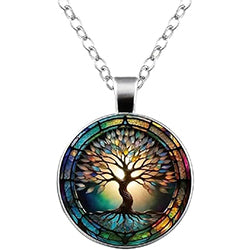 Stained Glass Tree of Life Necklace