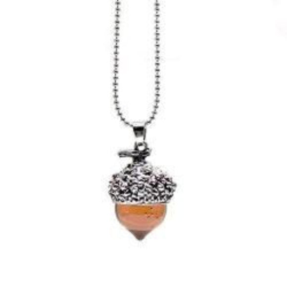 Amber Glass Acorn Pendant Necklace - AttractionOil.com