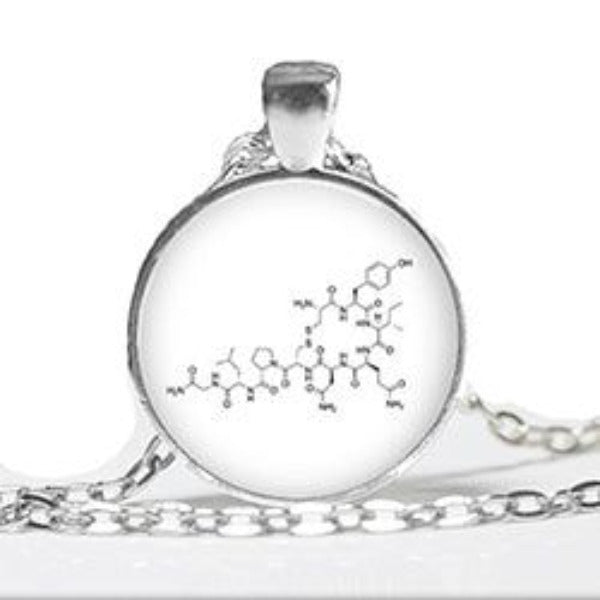 Silver Oxytocin Pheromone Molecule Pendant Necklace - AttractionOil.com