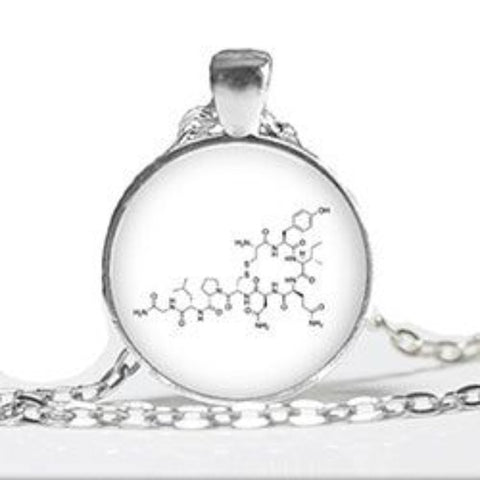 Silver Oxytocin Pheromone Molecule Pendant Necklace - AttractionOil.com