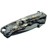 Spring Assisted Clip Point Folding Knife with Wolf Design