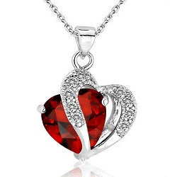 Red Crystal Heart Pendant Necklace