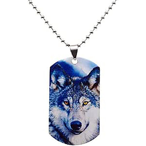 Wolf Dog Tag Pendant Necklace PheromoneOil.com