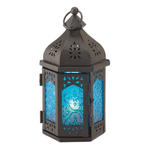 Rosette Blue Candle Lantern Candle Collection - AttractionOil.com