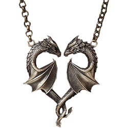Bronze Dragon Heart Lovers Necklace