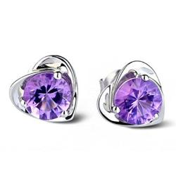Silver Purple Crystal Earrings Jewelry - AttractionOil.com