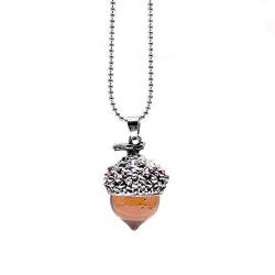 Amber Glass Acorn Pendant Necklace Jewelry - AttractionOil.com
