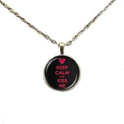 Keep Calm and Kiss Me Pendant Necklace