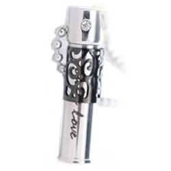 Black & Silver  Only Love  Vial Pendant Necklace filled with Pheromone Jewelry - AttractionOil.com