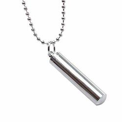 Steel Vial Pendant Necklace filled with Pheromone Jewelry - AttractionOil.com