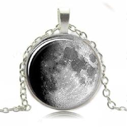 Silver Waxing Moon Pendant Necklace