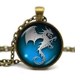 Silver Dragon Pendant Necklace