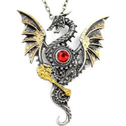 Steampunk Gears Dragon Necklace