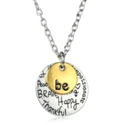Two-Tone Gold "Be" Charm Necklace Jewelry - AttractionOil.com