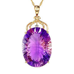 Purple Crystal Pendant Gold Necklace