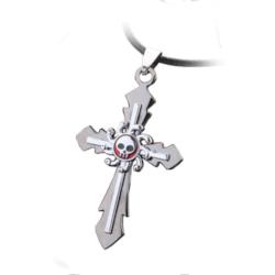 Anime Skull Cross on Leather Necklace