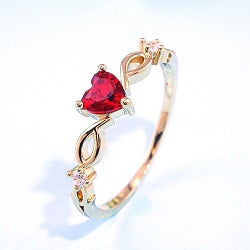 Red Crystal Heart Ring