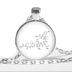 Silver Oxytocin Pheromone Molecule Pendant Necklace