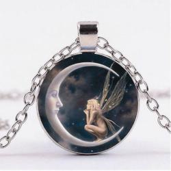 Retro Fairy and Moon Necklace