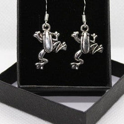 Tibetan Silver Dangle Frog Earrings