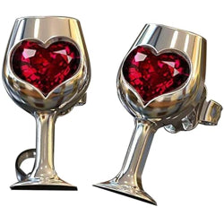 Red Crystal Wine Glass Stud Earrings