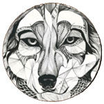 Wood Artistic Sketch Abstract Wolf Drink Coasters (Set of 4) Drinkware - AttractionOil.com